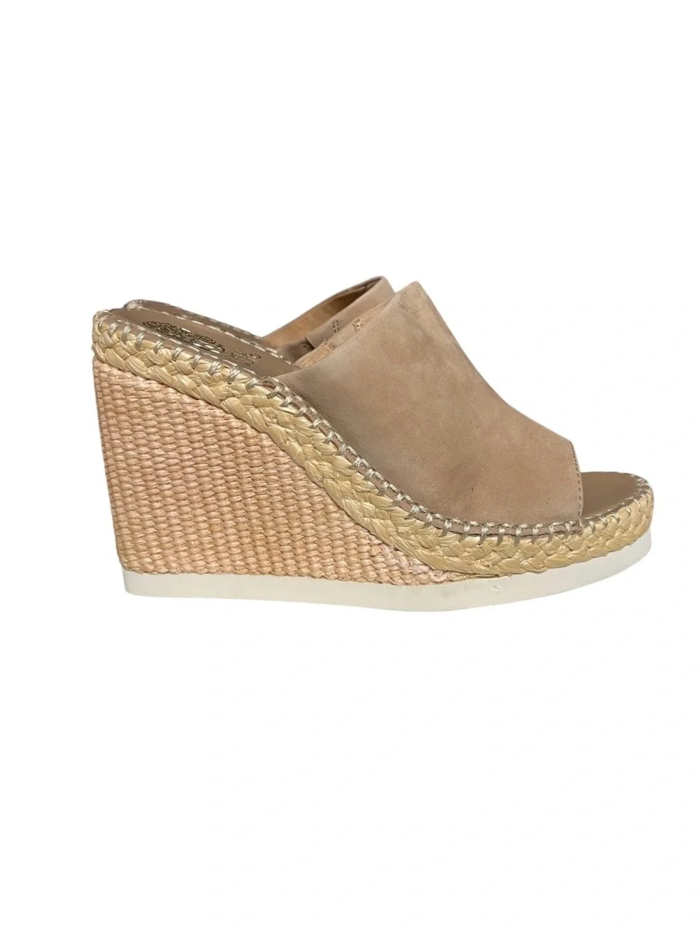 🌻NEW Vince Camuto Brissia Wedge Mules – Tan/Tortilla Nubuck Espadrille size 8.5